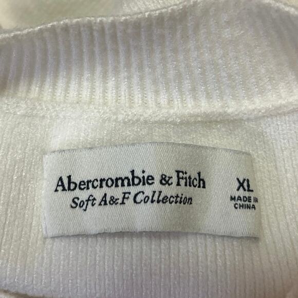 Abercrombie & Fitch White Brown Striped Long Sleeve Oversized Sweater Top XL - Picture 3 of 4